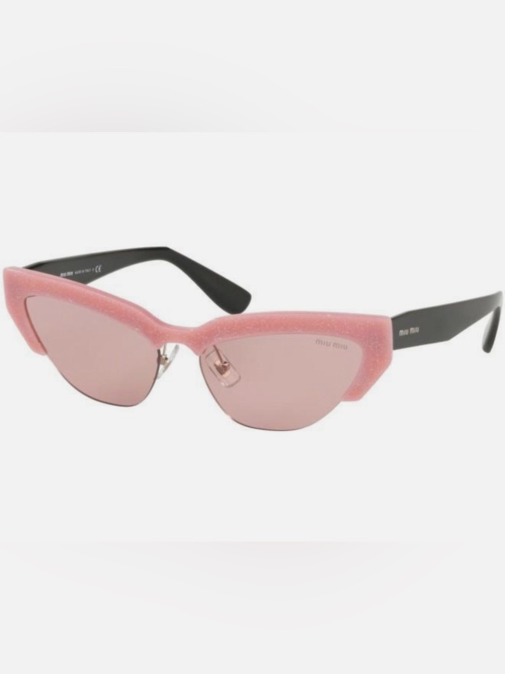Miu Miu Glitter Pink and Black Cat-Eye Sunglasses